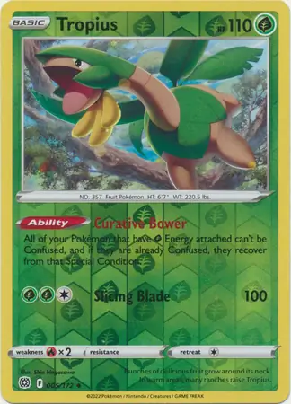 Tropius Reverse Holo Pokemon card from Brilliant Stars