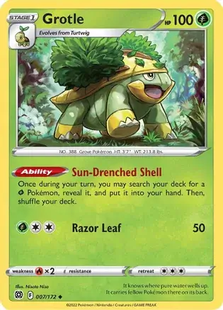 Grotle Pokemon card from Brilliant Stars