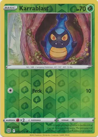 Karrablast Reverse Holo Pokemon card from Brilliant Stars