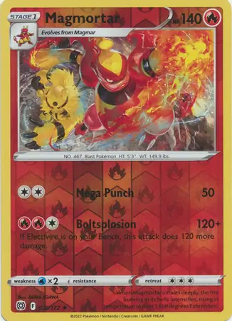 Magmortar Reverse Holo Pokemon card from Brilliant Stars
