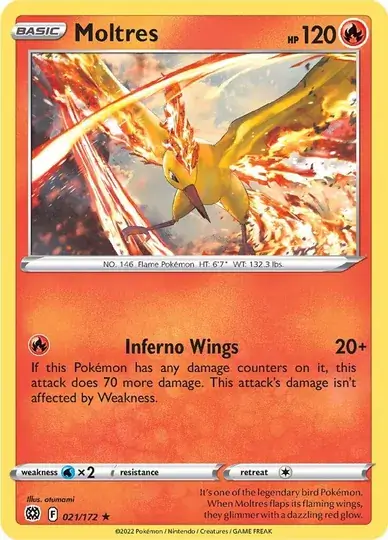 Moltres Pokemon card from Brilliant Stars