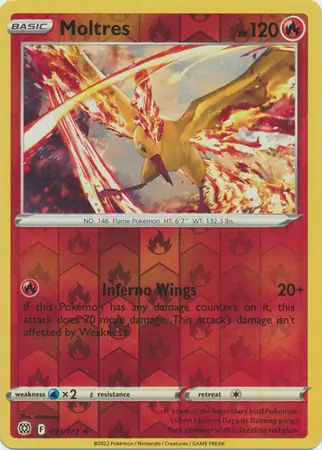 Moltres Reverse Holo Pokemon card from Brilliant Stars