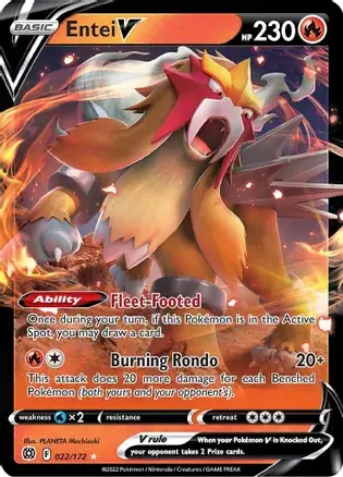 Entei V Pokemon card from Brilliant Stars