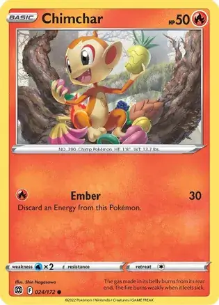 Chimchar Pokemon card from Brilliant Stars