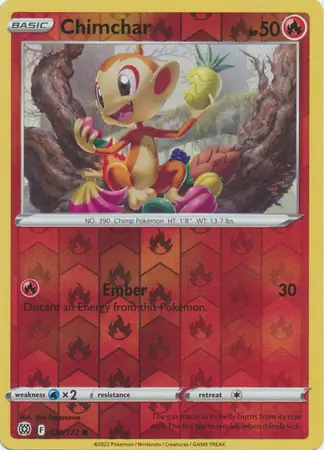 Chimchar Reverse Holo Pokemon card from Brilliant Stars