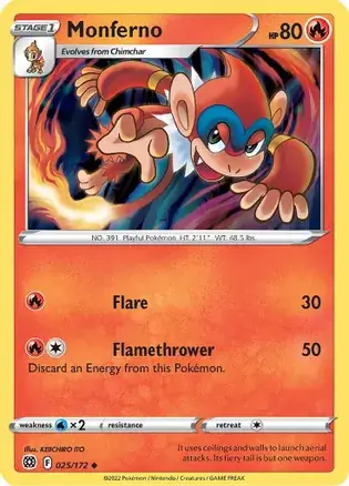 Monferno Pokemon card from Brilliant Stars