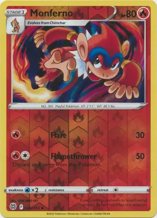 Monferno Reverse Holo Pokemon card from Brilliant Stars