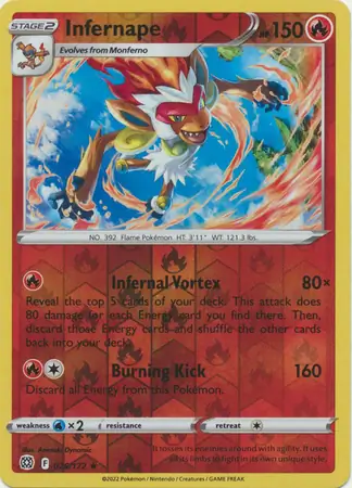 Infernape Reverse Holo Pokemon card from Brilliant Stars
