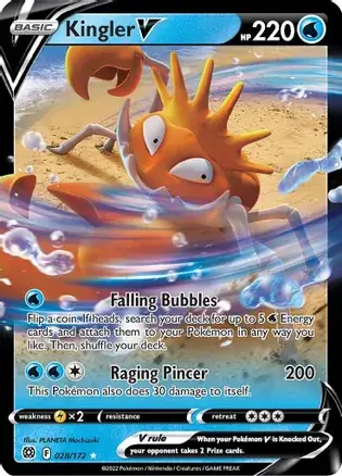 Kingler V Pokemon card from Brilliant Stars
