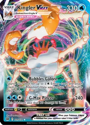 Kingler VMAX Pokemon card from Brilliant Stars
