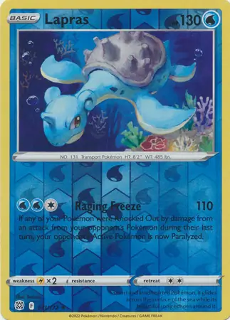 Lapras Reverse Holo Pokemon card from Brilliant Stars