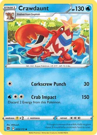 Crawdaunt Pokemon card from Brilliant Stars