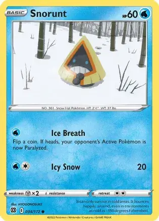 Snorunt Pokemon card from Brilliant Stars