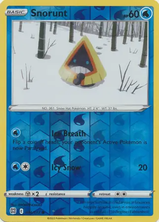 Snorunt Reverse Holo Pokemon card from Brilliant Stars