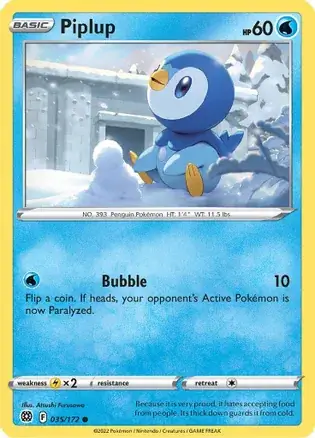 Piplup Pokemon card from Brilliant Stars