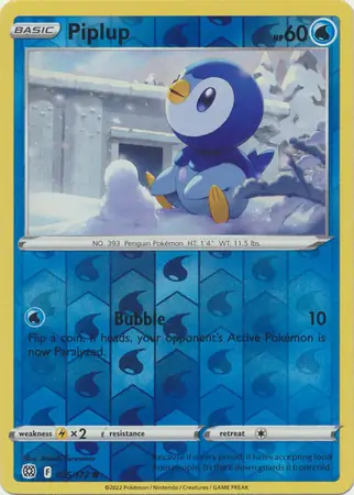 Piplup Reverse Holo Pokemon card from Brilliant Stars