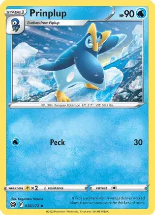 Prinplup Pokemon card from Brilliant Stars