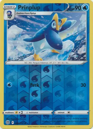 Prinplup Reverse Holo Pokemon card from Brilliant Stars