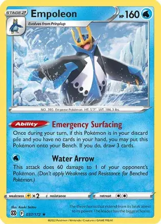 Empoleon Pokemon card from Brilliant Stars