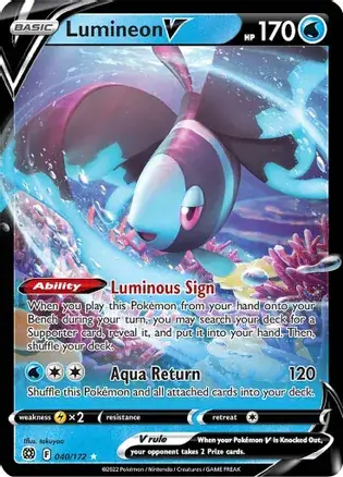 Lumineon V Pokemon card from Brilliant Stars