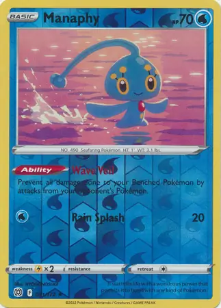 Manaphy Reverse Holo Pokemon card from Brilliant Stars