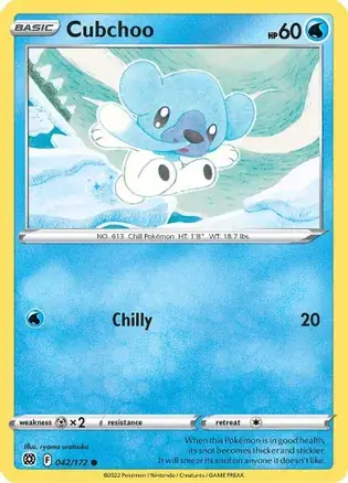 Cubchoo Pokemon card from Brilliant Stars