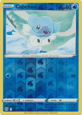 Cubchoo Reverse Holo Pokemon card from Brilliant Stars