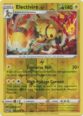 Electivire Reverse Holo Pokemon card from Brilliant Stars