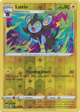 Luxio Reverse Holo Pokemon card from Brilliant Stars