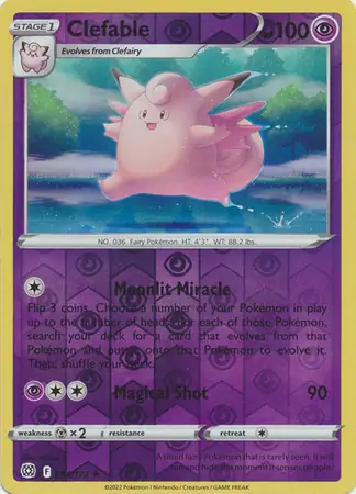 Clefable Reverse Holo Pokemon card from Brilliant Stars