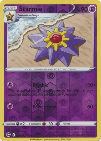 Starmie Reverse Holo Pokemon card from Brilliant Stars