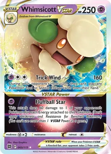 Whimsicott VSTAR Pokemon card from Brilliant Stars