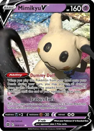 Mimikyu V Pokemon card from Brilliant Stars