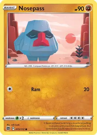 Nosepass Pokemon card from Brilliant Stars
