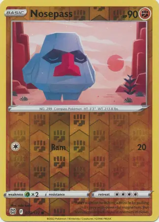 Nosepass Reverse Holo Pokemon card from Brilliant Stars