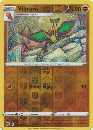 Vibrava Reverse Holo Pokemon card from Brilliant Stars