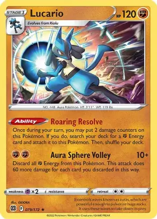 Lucario Pokemon card from Brilliant Stars