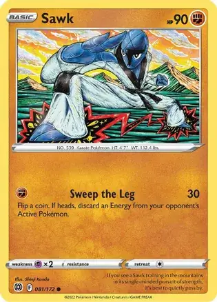 Sawk Pokemon card from Brilliant Stars