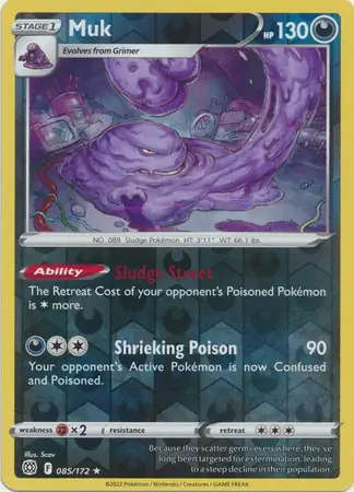 Muk Reverse Holo Pokemon card from Brilliant Stars