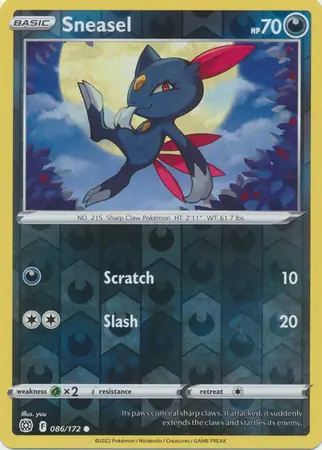 Sneasel Reverse Holo Pokemon card from Brilliant Stars