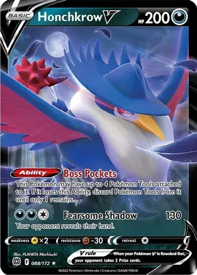 Honchkrow V Pokemon card from Brilliant Stars