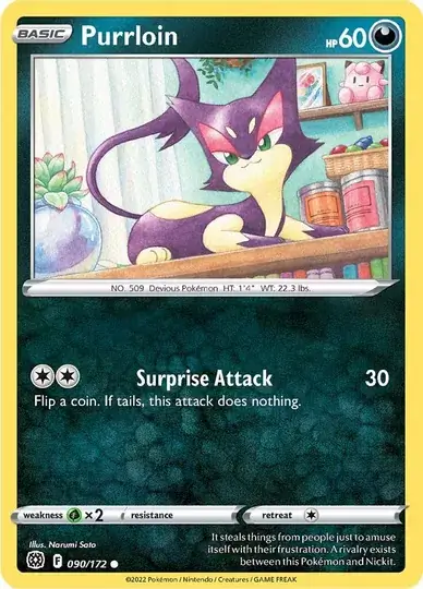Purrloin Pokemon card from Brilliant Stars