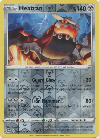 Heatran Reverse Holo Pokemon card from Brilliant Stars