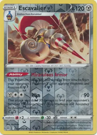 Escavalier Reverse Holo Pokemon card from Brilliant Stars