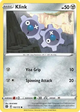 Klink Pokemon card from Brilliant Stars