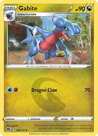 Gabite Pokemon card from Brilliant Stars