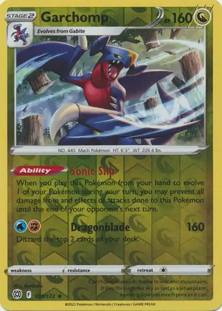 Garchomp Reverse Holo Pokemon card from Brilliant Stars