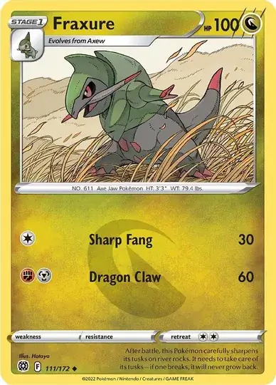 Fraxure Pokemon card from Brilliant Stars