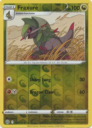 Fraxure Reverse Holo Pokemon card from Brilliant Stars