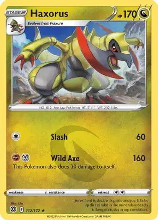Haxorus Pokemon card from Brilliant Stars